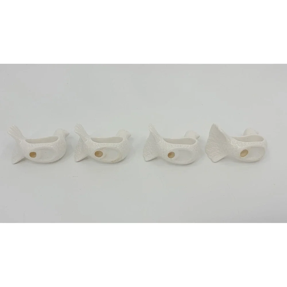 Vintage Shafford Design Dove Napkin Rings Set of 4 White Porcelain